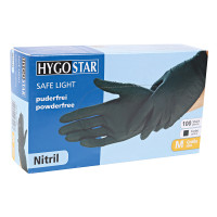 HYGOSTAR® Nitrilhandschuhe Safe Light, puderfrei, schwarz, 1 Packung = 100 Stück, Größe: M