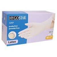 HYGOSTAR® Latexhandschuhe Grip, puderfrei, weiß, 1 Packung = 100 Stück, Größe: M