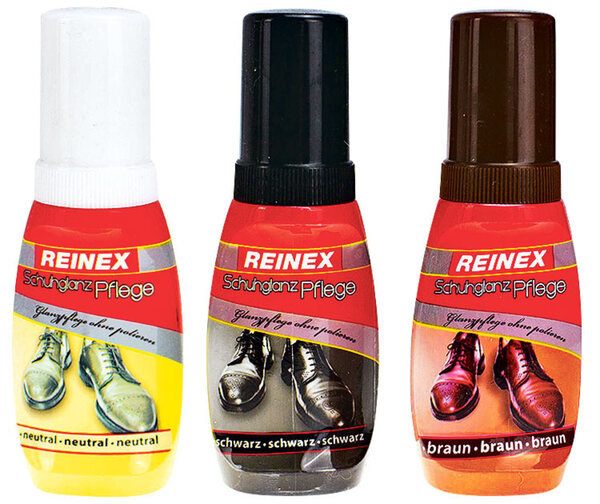 REINEX Schuhglanz Pflege mit Schwamm, flüssig, 50 ml, neutral, 1 Stück