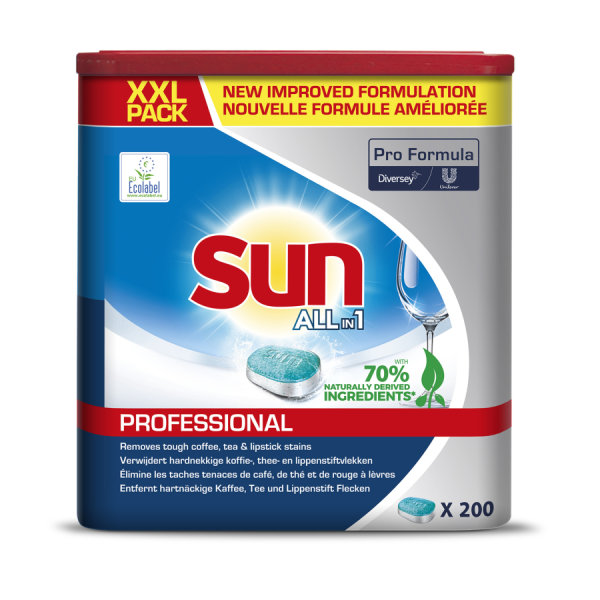 SUN Professional Tablets All in 1 Spülmaschinen-Tabs, 7515858, 7615400080366, 1 Packung = 200 Tabs