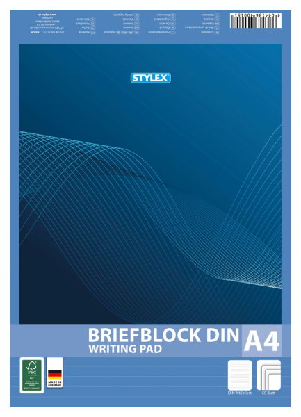 STYLEX® Briefblock 40015, DIN A4, liniert, 1 Block = 50 Blatt