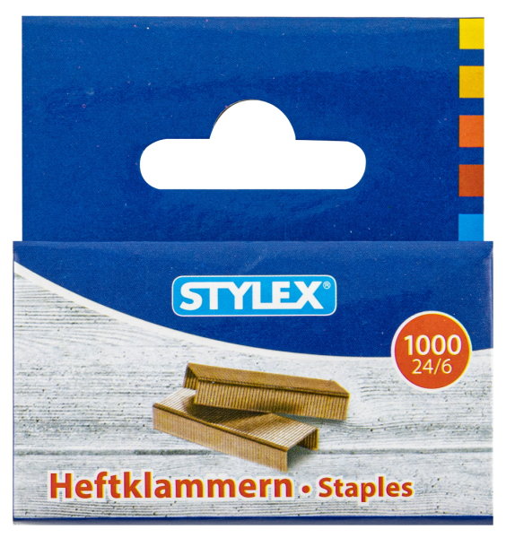 STYLEX® Heftklammern 31100, 24/6, verkupfert, 1 Packung = 1000 Stück