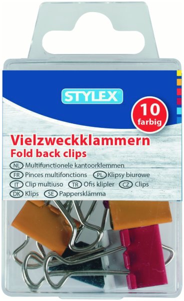 STYLEX® Vielzweckklammern 24440, farbig, 1 Packung = 10 Stück