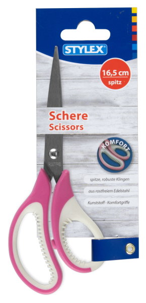 STYLEX® Schere, spitz, 16,5 cm, farbig sortiert, 1 Stück