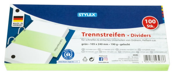 STYLEX® Trennstreifen, 190 g/m², 1 Packung = 100 Stück, grün