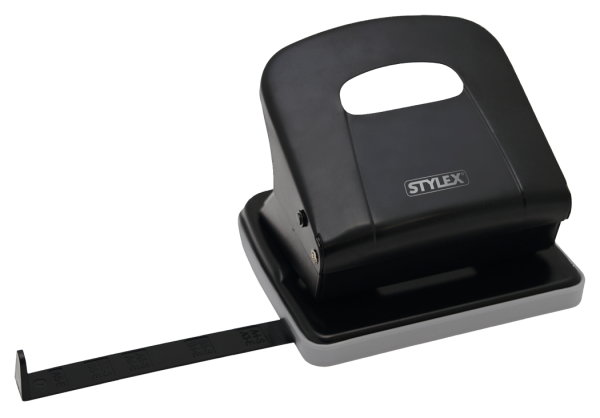 STYLEX® Bürolocher mit Ansatzschiene, schwarz oder weiß