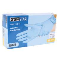 HYGOSTAR® Nitrilhandschuhe Safe Light, puderfrei, blau, 1 Packung = 100 Stück, Größe: M