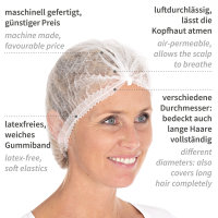 HYGONORM® Klipphaube Light, im Beutel, 1 Karton = 10 Packungen = 1000 Stück, 50 cm, weiß